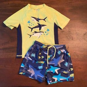 Carter's Yellow and Blue Shark Swim Set
